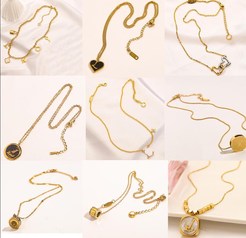 

Fashion 18K Gold Plated Stainless Steel Necklaces Choker Letter Pendant Statement Fashion Women Necklace Wedding Jewelry Accessories