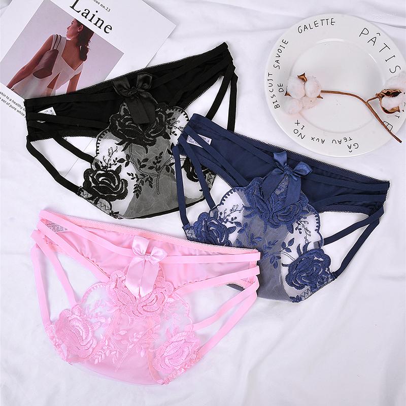 

Women's Panties Female Sexy Glamorous Ladies Underpants Women Transparent Breathable Low-Waist Briefs Embroidered Trousers, Black