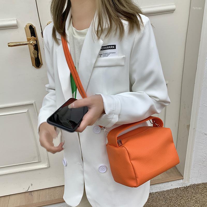 

Evening Bags Soft PU Leather Women Handbag Small Korean Style Square Ladies Totes 2023 Brand Simple Fashion Female Shoulder Crossbody, Orange
