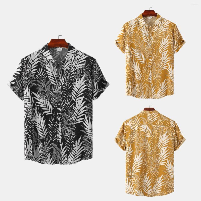 

Men's T Shirts Men's Fashion Casual Top Shirt Large Size Lapel Short Sleeve Button Blouse Printed All- Breathable, Black
