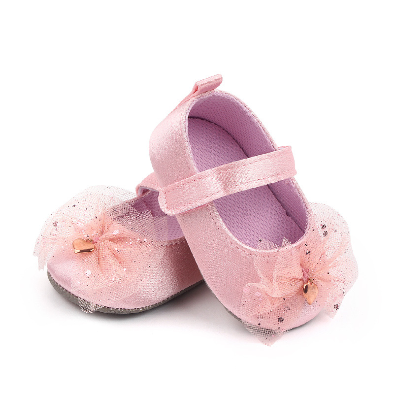 

Baby Shoes Newborn Toddler Infant Baby Girls Bow-knot Shoes Soft Sole Anti-slip Baby First Walker For 0-18Months, Pink