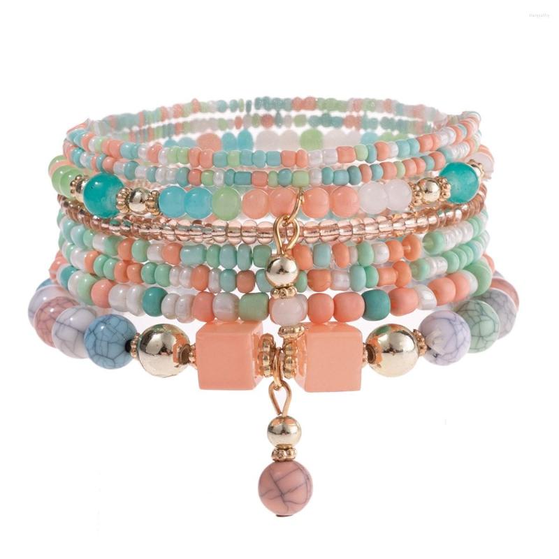 

Charm Bracelets Holiday Storm Simi Yami Beads Bracelet For Women Hand String Ins Design Sense Small Crowd Color Contrast Overlay Set