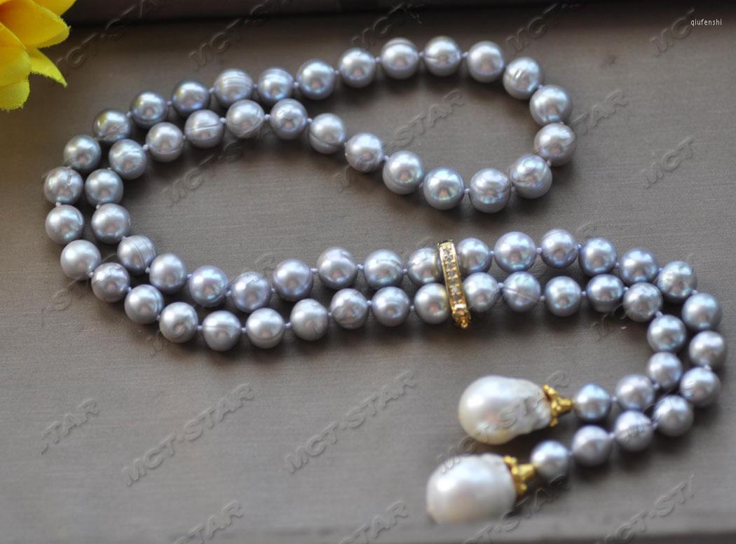 

Choker Z11801 27'' 19mm Gray Round FW Pearl Necklace KESHI Reborn Pendant CZ