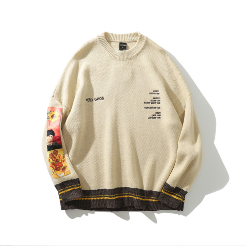 

Men's Polos Figure Stickers Printed Colorblock Sweaters European and American Fashion Knitwear Street Trend Loose Pullover MXL 230227, Yellow