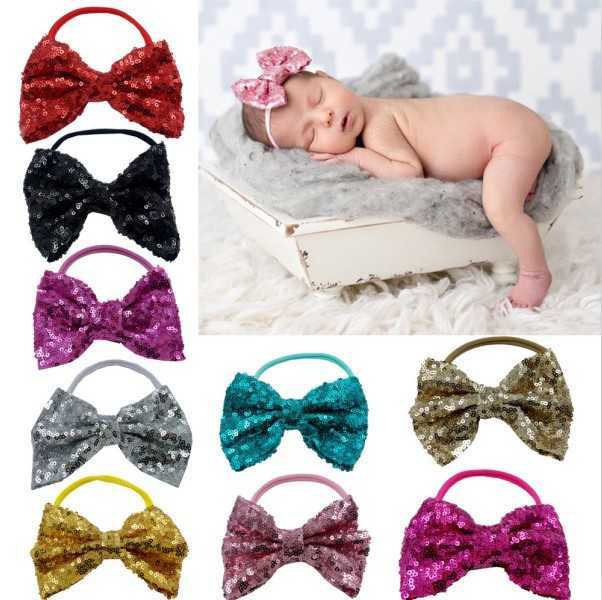 

New nylon hair ring sequin butterfly knot hair band baby headband children's hair accessories
