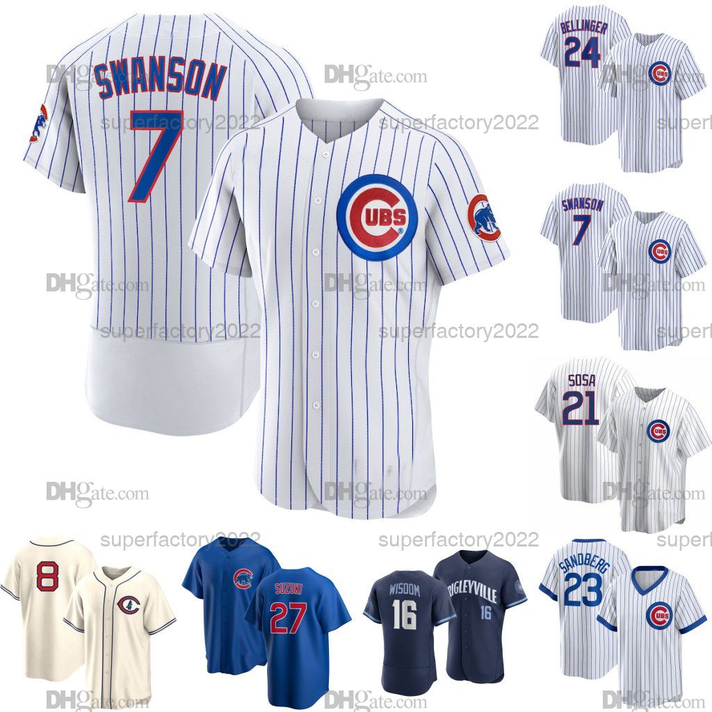 

Dansby Swanson Jersey Cody Bellinger Ian Happ Seiya Suzuki Nico Hoerner Marcus Stroman Sammy Sosa Adrian Sampson Brad Boxberger Trey Mancini Sandberg, Blue youth s-xl