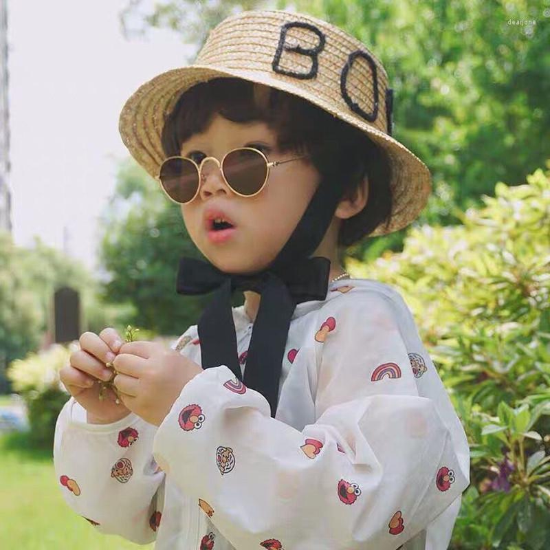 

Hats Spring Summer Children Boys Girls Straw Plaited Hat Beach Holiday Lace Up Flat Top Outdoor Sun Block Cap For Kids 2023, Girl style