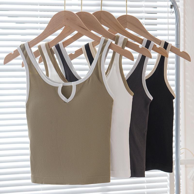 

Camisoles & Tanks Sexy Camisole Summer Comfortable Crop Tops Padded V Neck Fashion Ribbed Cami Top Female Sleeveless, White camisole