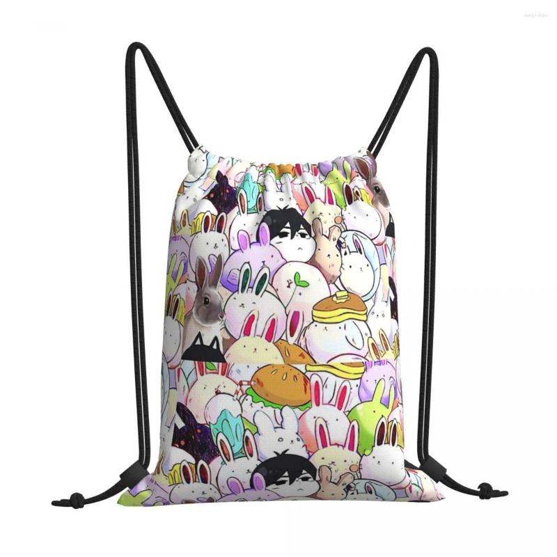 

Shopping Bags Memes Basil Sticker Omori Aubrey Game Portable Sports Drawstring Riding Gym Shoes Storage Backpacks, White