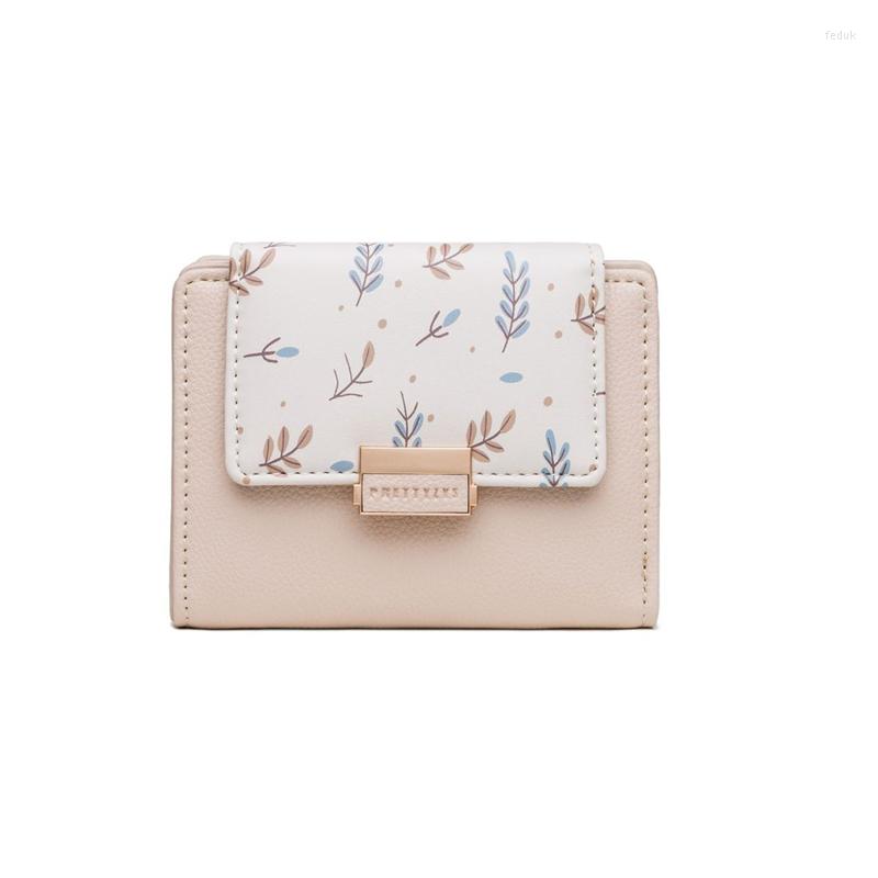 

Wallets Print PU Leather Women Card Holder Purse Ladies Pocket Clutch Wallet Short Fashion Panelled Cartera Mujer, Green