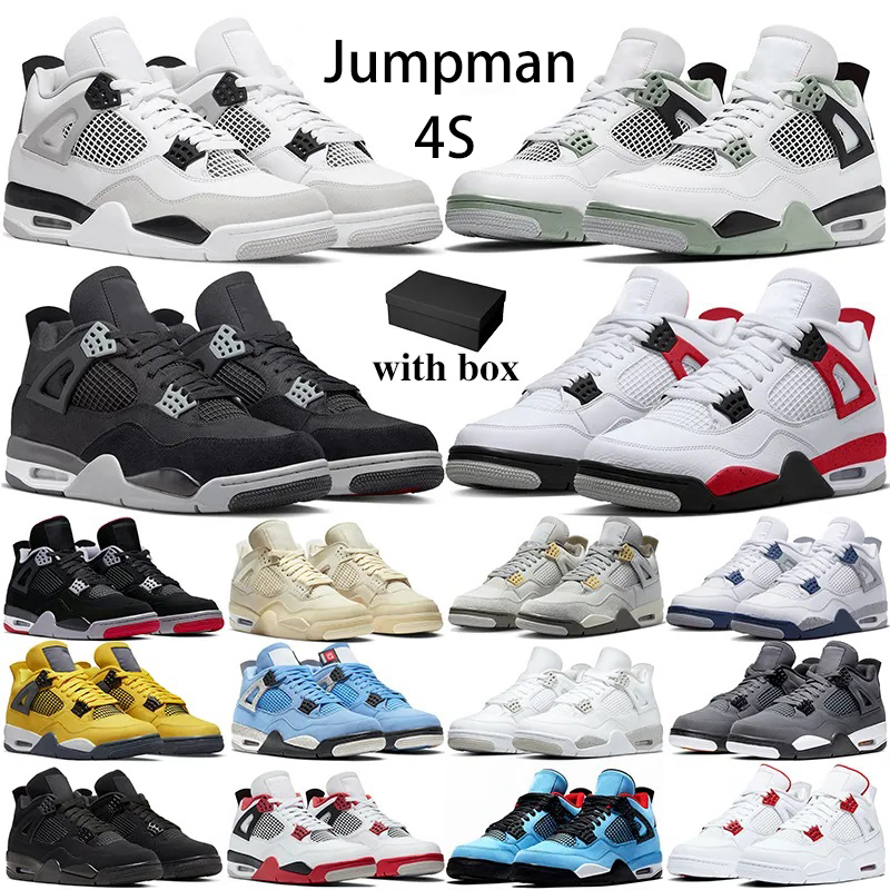 

4S Branded sneakers White Oreo basketball shoes Midnight Navy Violet Ore Military Black Cat Red Thunder University Blue Canvas Mens Trainers, 45