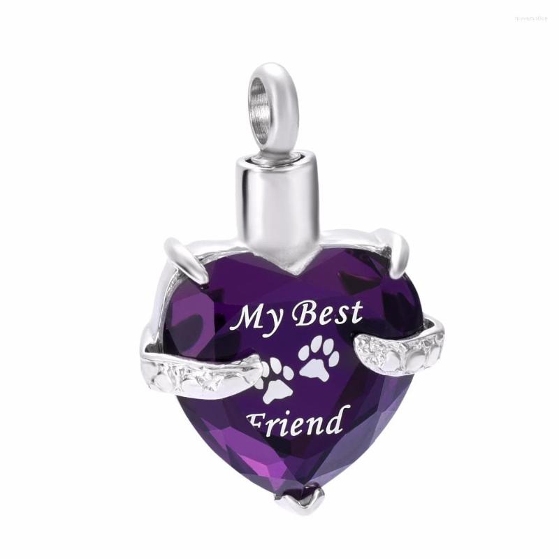 

Pendant Necklaces CMJ9790 My Friend Dog Pet Memorial Jewelry Keepsake Urn Necklace Cremation Heart Purple