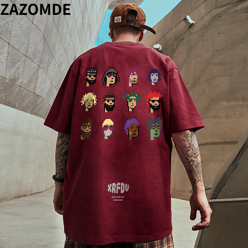 

Men's TShirts ZAZOMDE 2023 Arrival Fashion Oneck Pixel Person T Shirt Men Hip Hop Tshirt Summer Heavy Loose Man Cotton Print Cartoon Tee 230225, Black