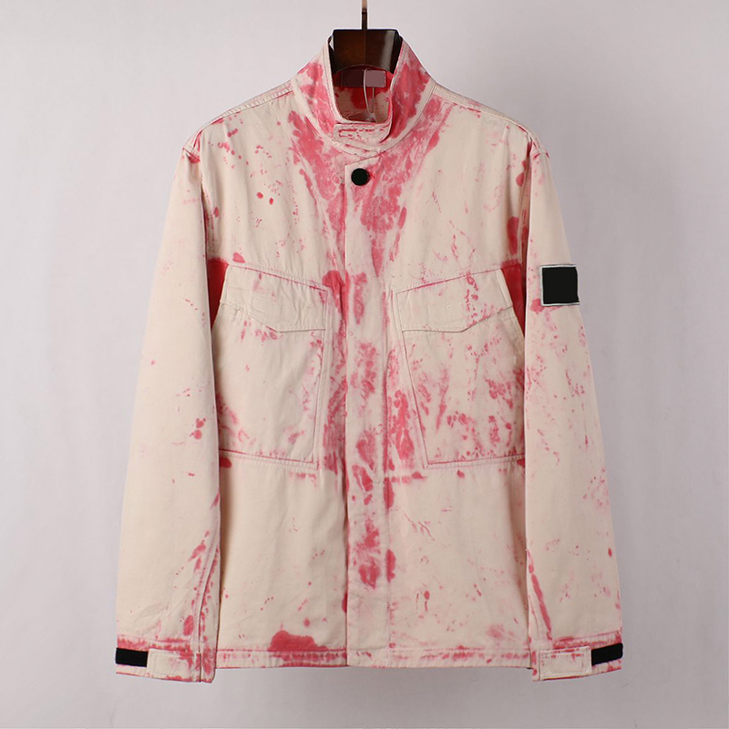 

Men's brand topstoney quality jackets fashion water dyed casual embroidered badge jacket, White