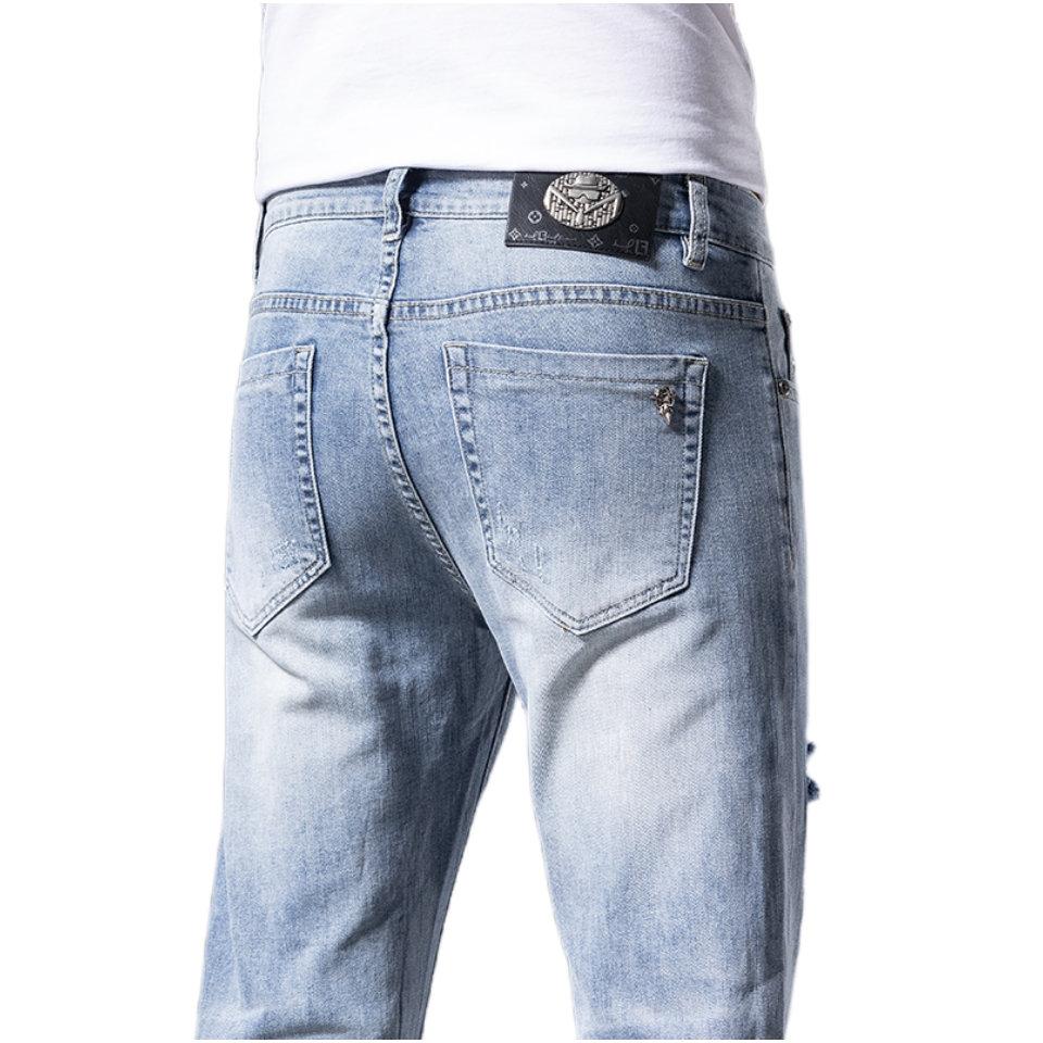 

Men's Jeans Spring Summer Thin Slim Fit European American High-end Brand Small Straight Double F Pants Q9536-3, 9545