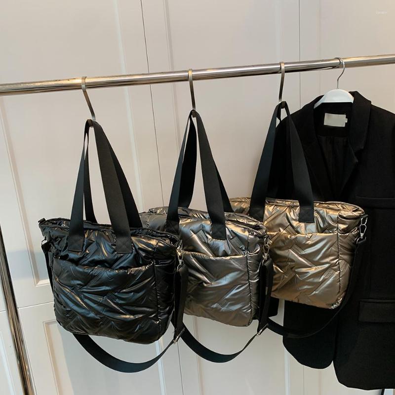 

Evening Bags Fashion Crossbody Quilted Casual Top-handle Bag Large Capacity Shoulder Tote Solid Cotton Padded For School Work, Black