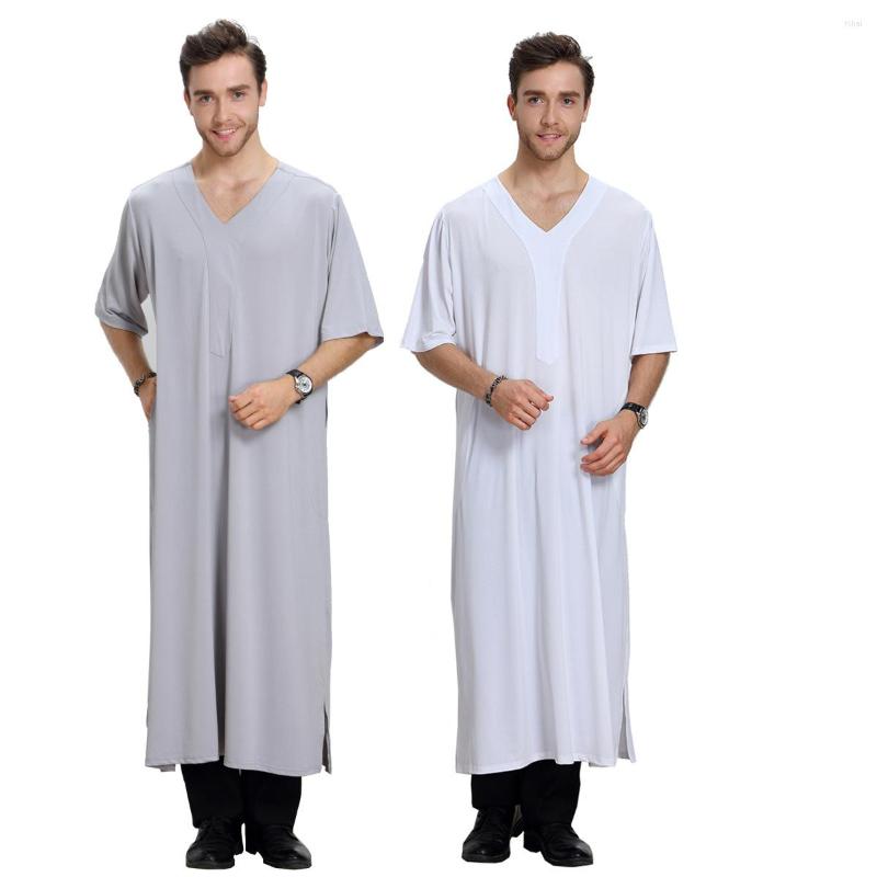 

Ethnic Clothing Muslim Arabia Three-quarter Sleeve V-neck Thobe Middle East Men's Robes