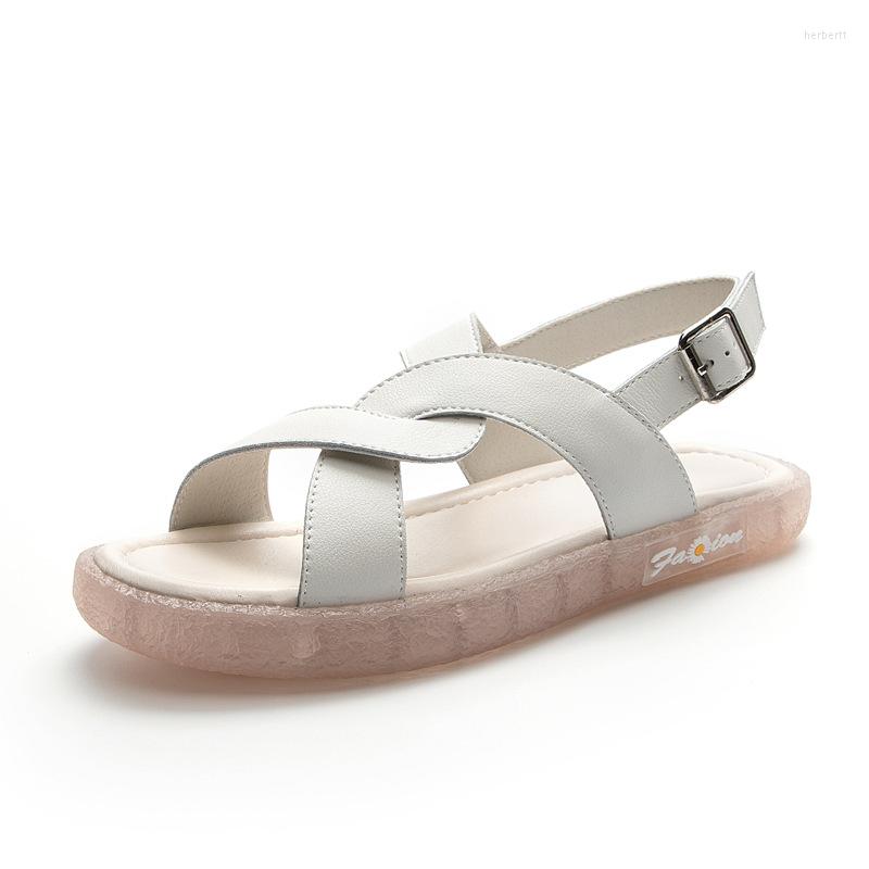 

Sandals CICIYANG In Summer 2023 Fashion Women's Shoes Beach Non-Slip Breathable Genuine Leather Flat Lady, Beige