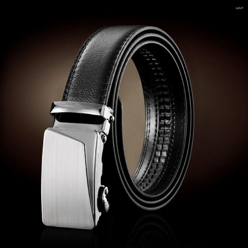 

Belts Fashion Adjustable Vintage Casual Ratchet Pants Bands Leather Belt Automatic Buckle Waistband, Black
