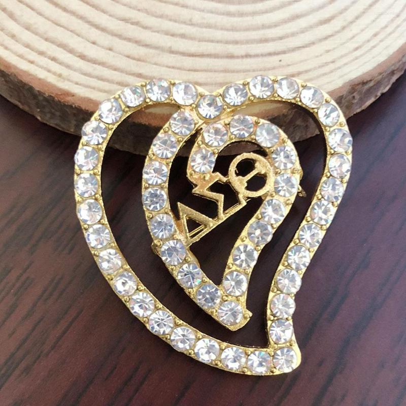 

Brooches Sorority Fraternity AEO Crystal Heart Brooch Lappel Pin Jewelry Accessories