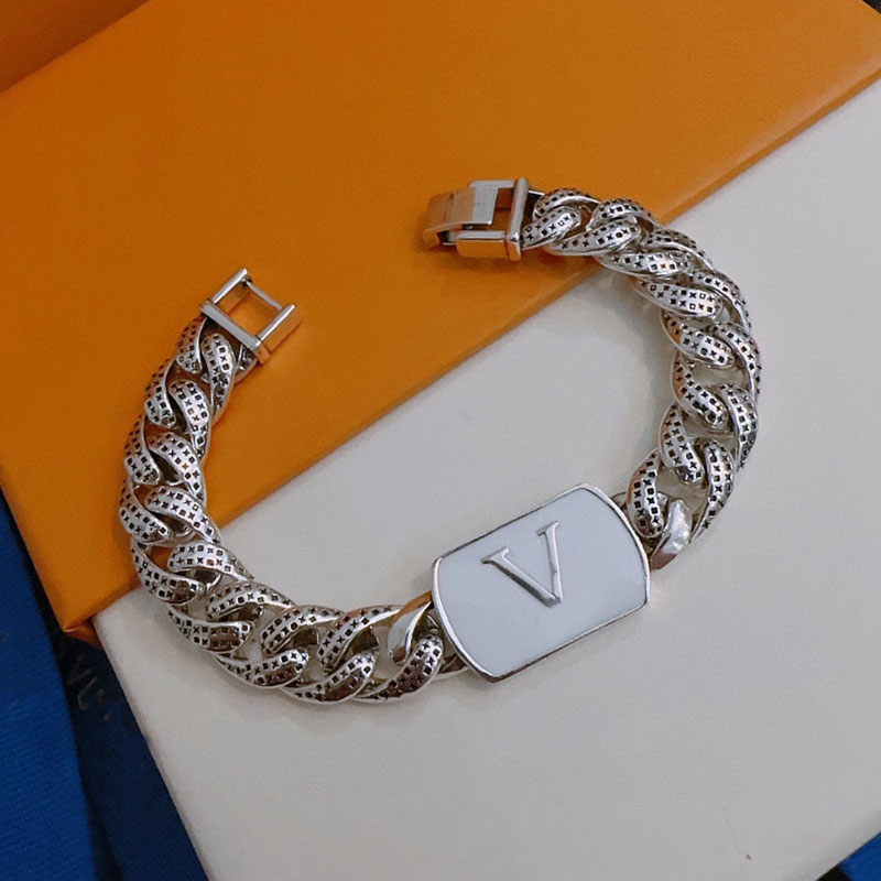 

Design Chain Luxury Bangles For Women New L Letter Silver Bangle Bracelet Jewelry Gifts Valentine's Day Gift