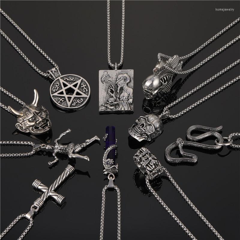 

Choker WANGAIYAO 2023 Fashion Exaggerated Necklace Retro Cross Sweater Chain Pendant Accessories Stainless Steel J