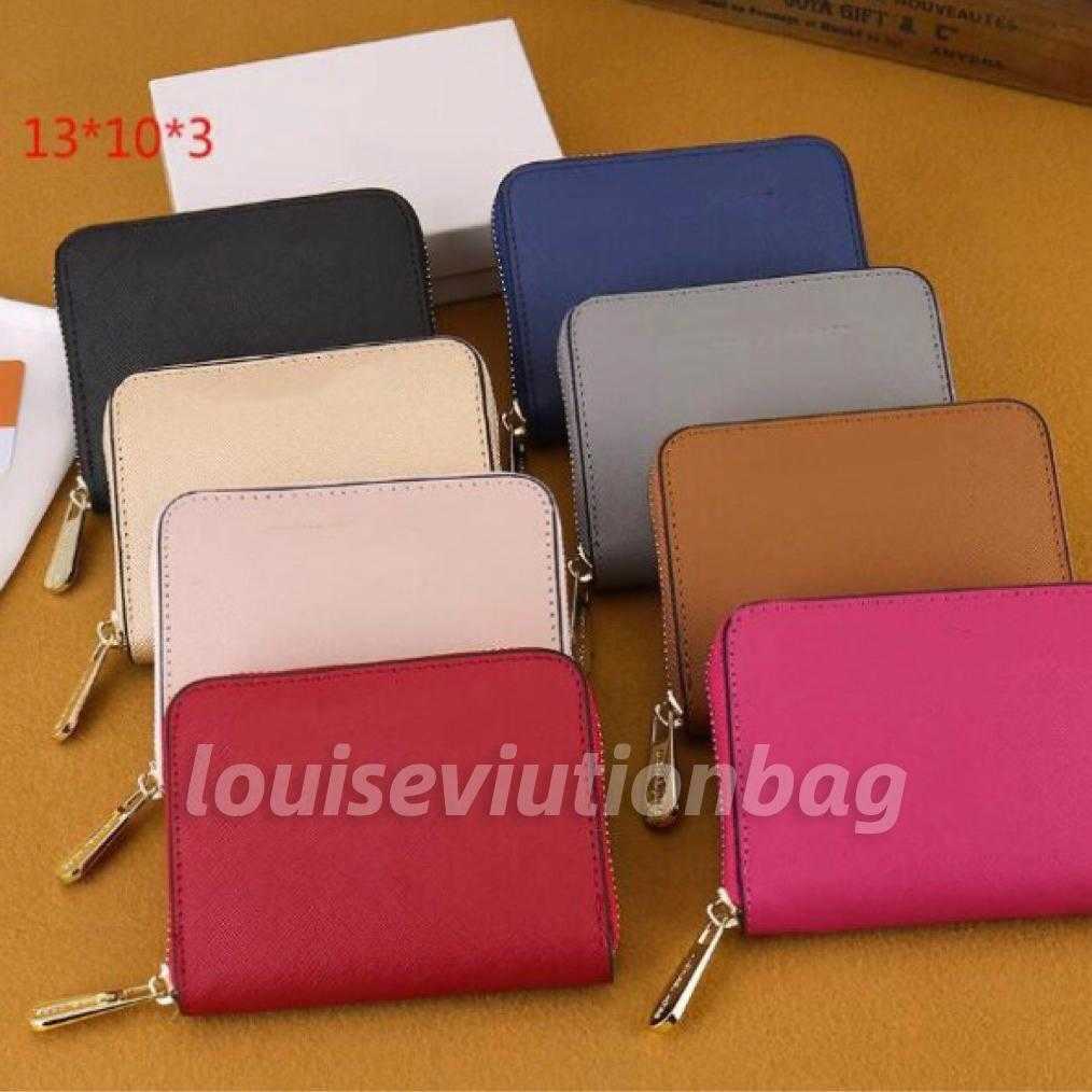 

Horizontal square short women's zipper cross card pocket wallet WYPJ, Red