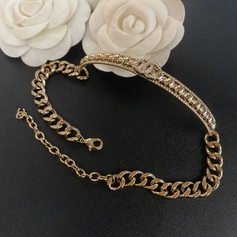 

Love Pendant Necklace Brand Women Designer Necklaces Choker C-Letter Pendant Chain 18K Gold Plated Brass Copper Crystal Statement Wedding Jewelry Gift B287