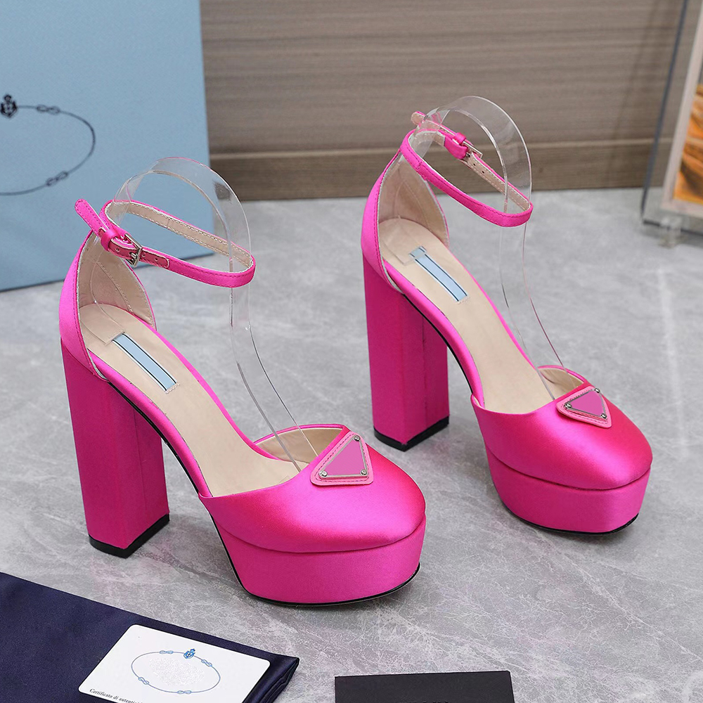 

Dress Shoes satin silk Peep-Toe Platform sandals high heels Ankle strap heeled Pumps block heel sandal luxury designer shoes for women Pumps, Black