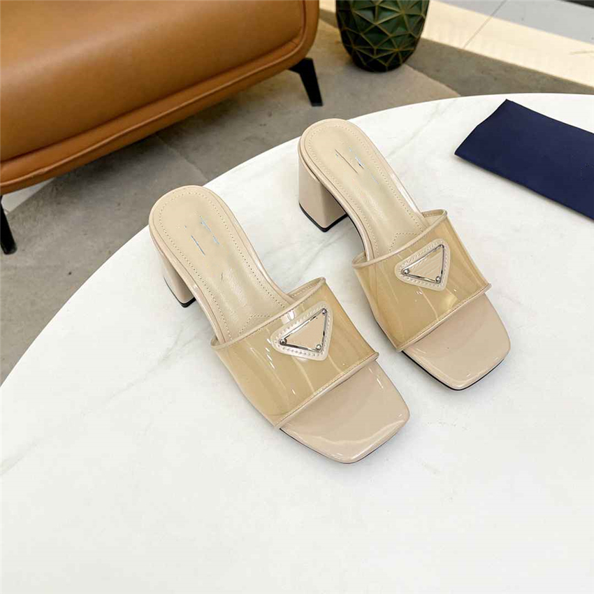 

Luxury Design Sandals 2023 Fashion Pradity Women Summer High Heels Leather Cross Lace up Student Casual Slippers 02-07