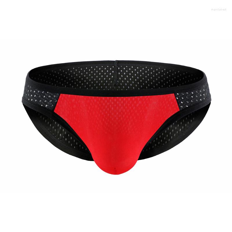 

Underpants AIIOU Men Low Waist Underwear Briefs Mesh Hole Breathable Pants Sleepwear Male Fashion Cueca Tanga, Black