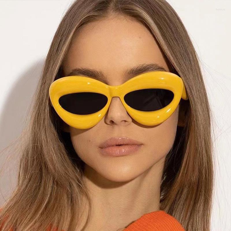 

Sunglasses European And American Fashion Show Street S Concave Shaped Glasses Personality Thick Frame Cat Eye Ins Hip-Hop