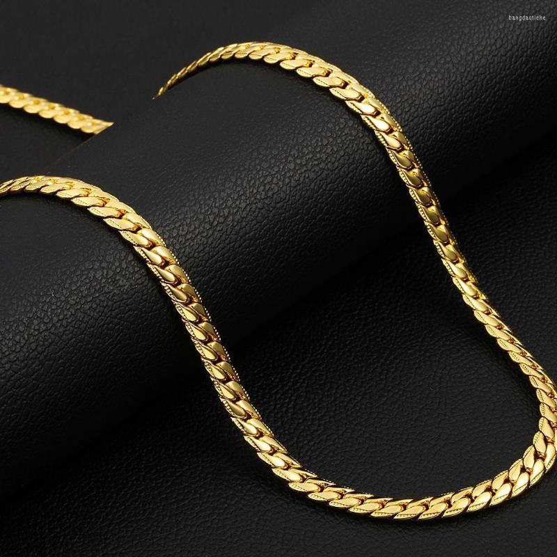 

Chains 50cm/60cm Bone Necklace Chain For Men Yellow Gold Color Classic Fashion Jewelry Gift