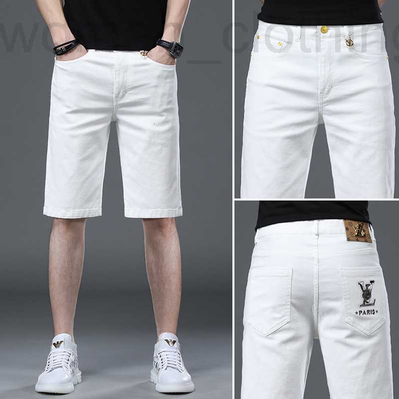 

Men's Jeans Designer White cropped jeans men's summer thin Print Hot diamond fashion trend slim elastic straight denim shorts U5XW, 3301 white