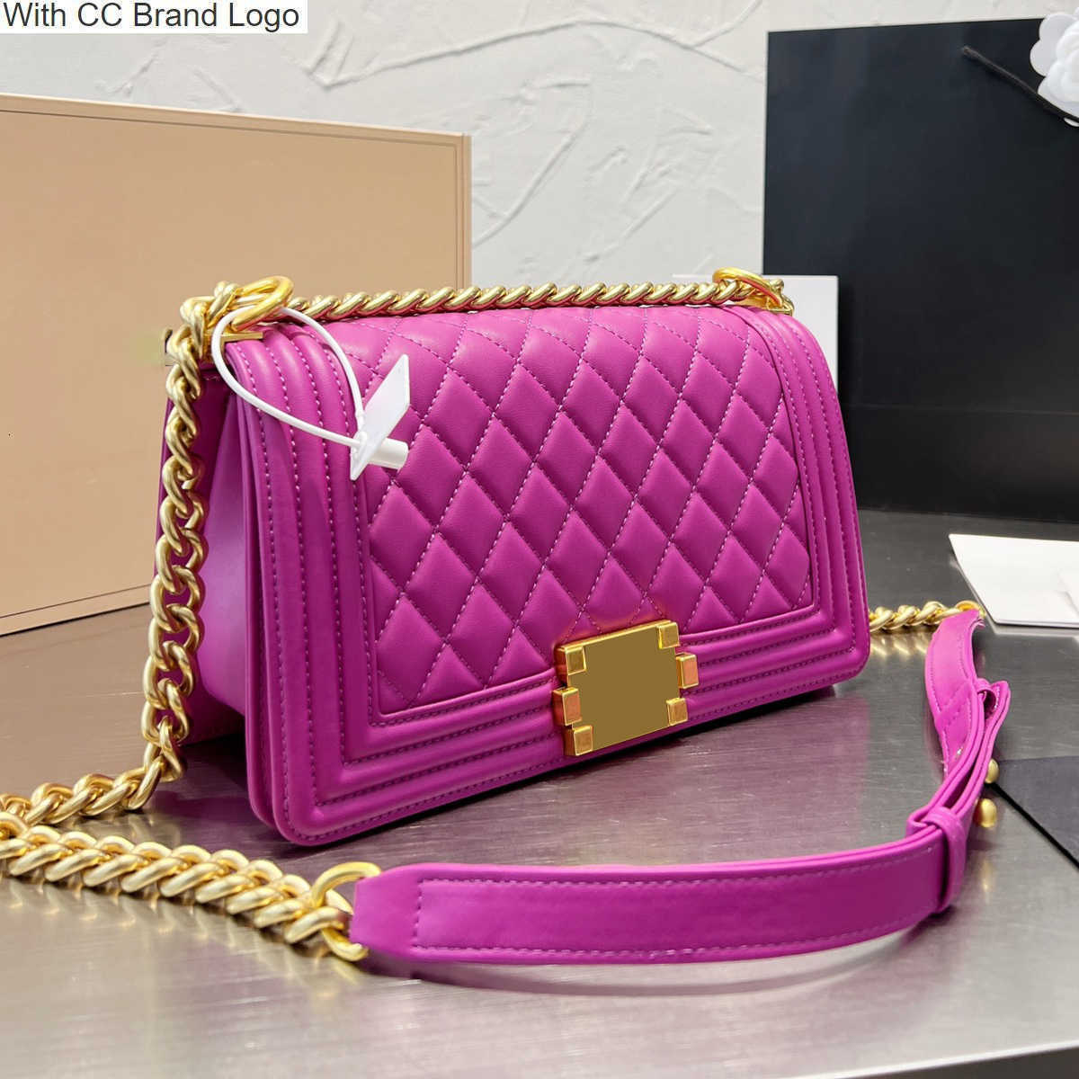 

CC Brand Cross Body Classic Girl Boy Lambskin Quilted Designer Bags Vintage Gold Metalasse Hardware Chain Shoulder Strap Womens French Large Capacity Handbags C, Box