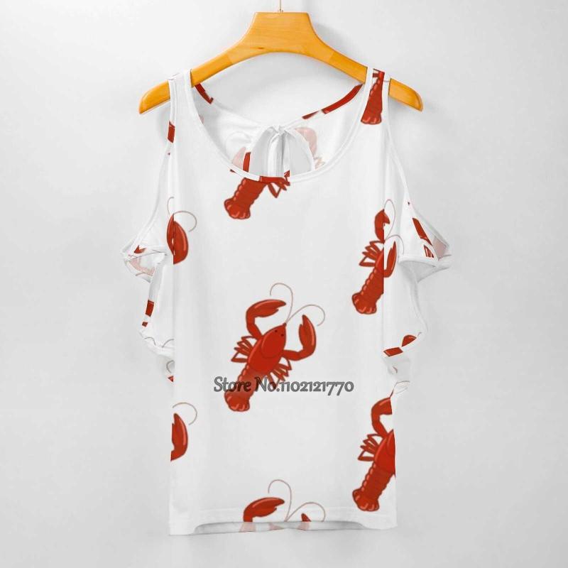 

Women's T Shirts Louisiana Crawfish Sexy T-Shirt Casual Tops Pullover Ladies Top Back Lacing Boil, Nz109