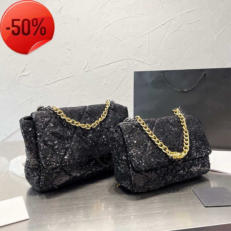 

luxury women's chain bag classic designer handbag crossbody bags channel wallets High quality sequin shoulder purses woman the tote98, Blue 25cm