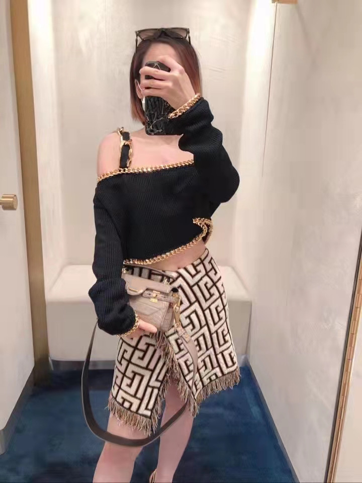 Balm1 2023 sweaters womens new Women's sexy T-shirt top casual shirt designer fashion logo letters knitted sweater business short sleeve Kashi
