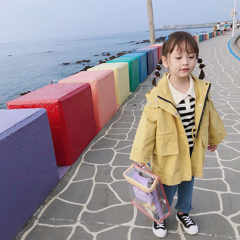 

Coat Baby Girls Leisure Windbreaker Jacket 2023 Spring & Autumn Children's Mid-Long Outerwear Clothes Kids Hooded Trench B364, Beige