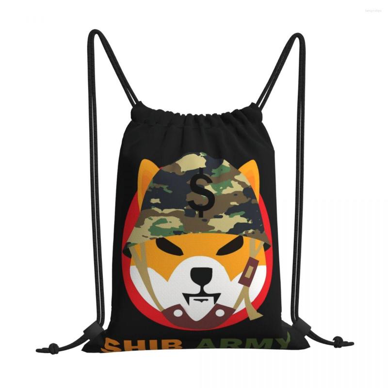 

Shopping Bags Shib ARMY Crypto Shiba Inu Coin Portable Travel Drawstring Riding Gym Clothes Storage Backpacks, White