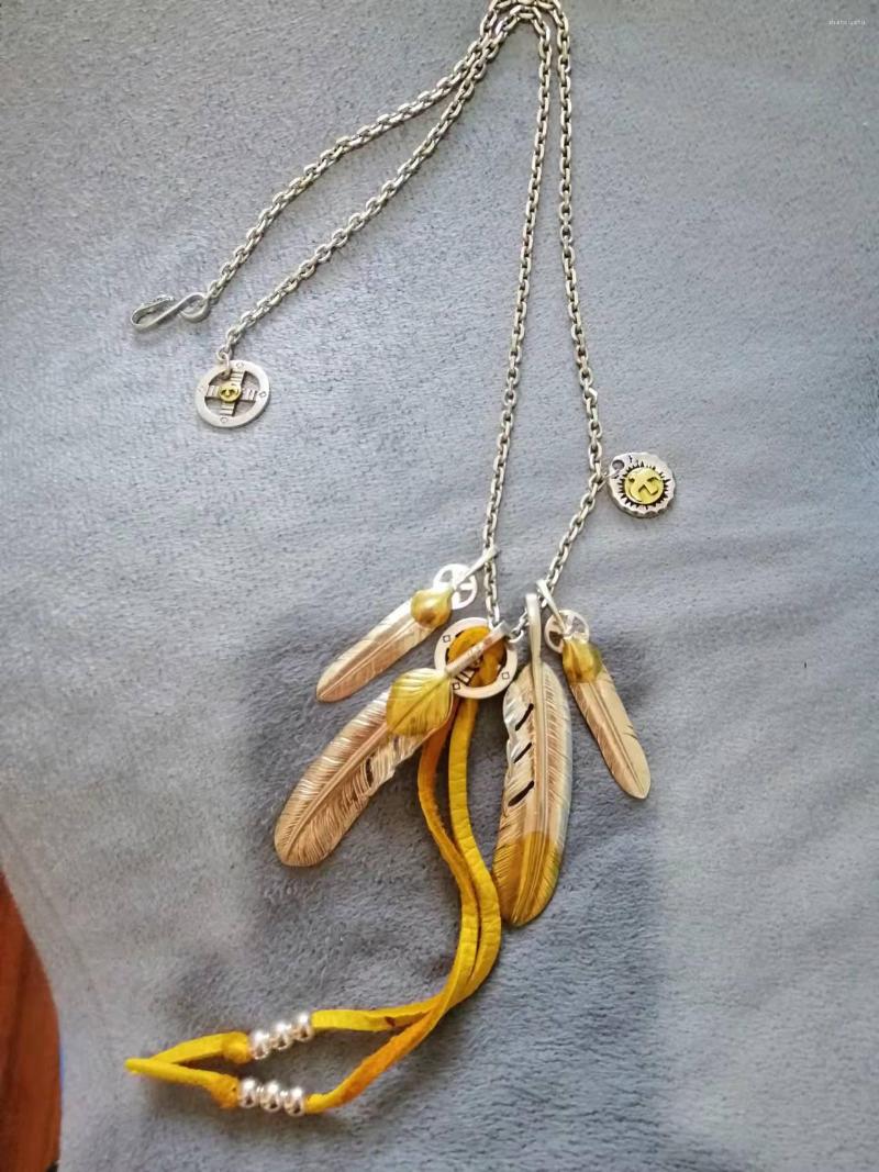 

Chains BOCAI Solid Pure Thai Silver Feather Trend Men's And Women's Necklace