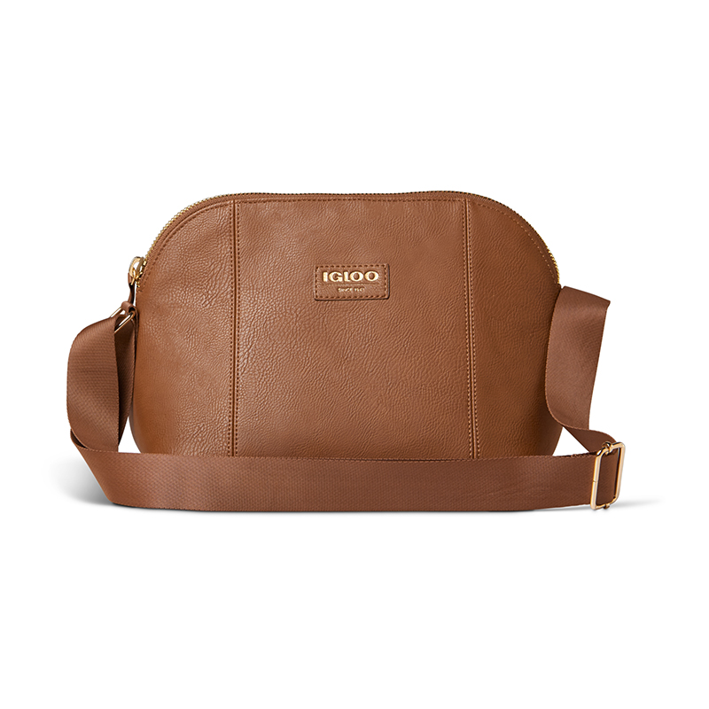 

Igloo 4 Can Luxe Crossbody Soft Sided Cooler Cognac Brown compass