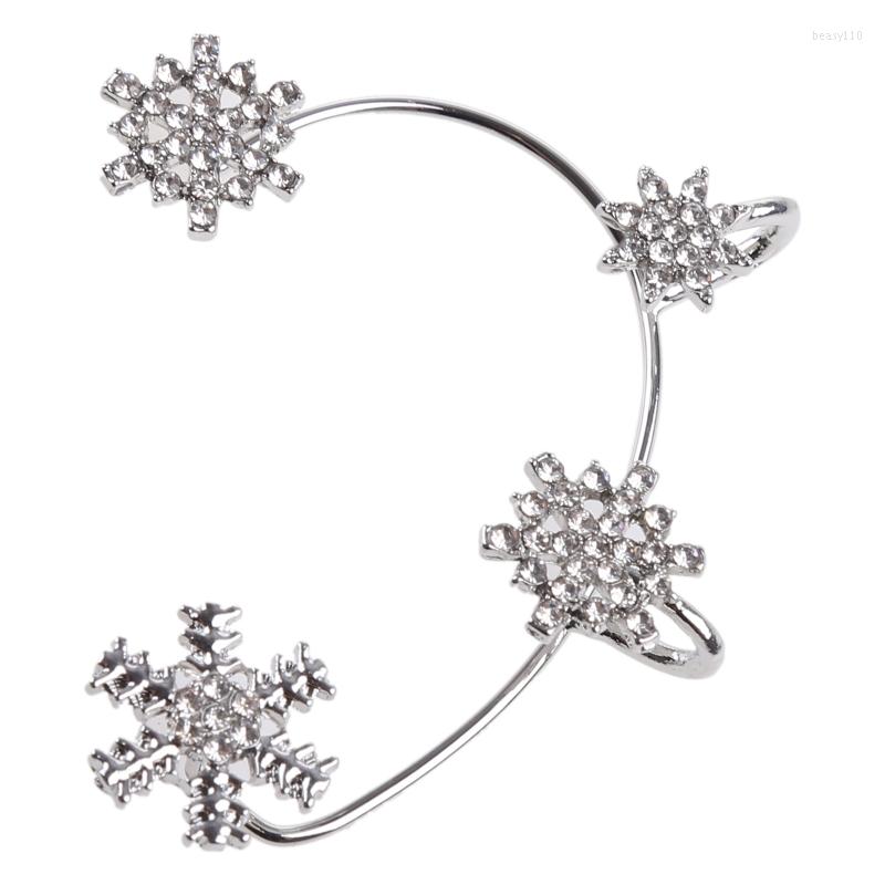 

Backs Earrings Fashion Gift Christmas No Pierced Jewelry Snowflake Ear Wrap Non Piercing Rhinestones Cuff Tragus
