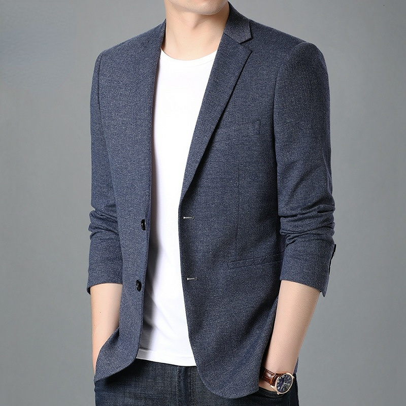 

Men's Suits Blazers Spring Autumn Slim Korean Fashion for Business Casual s Jacket Hombre Lq 230227, Gray