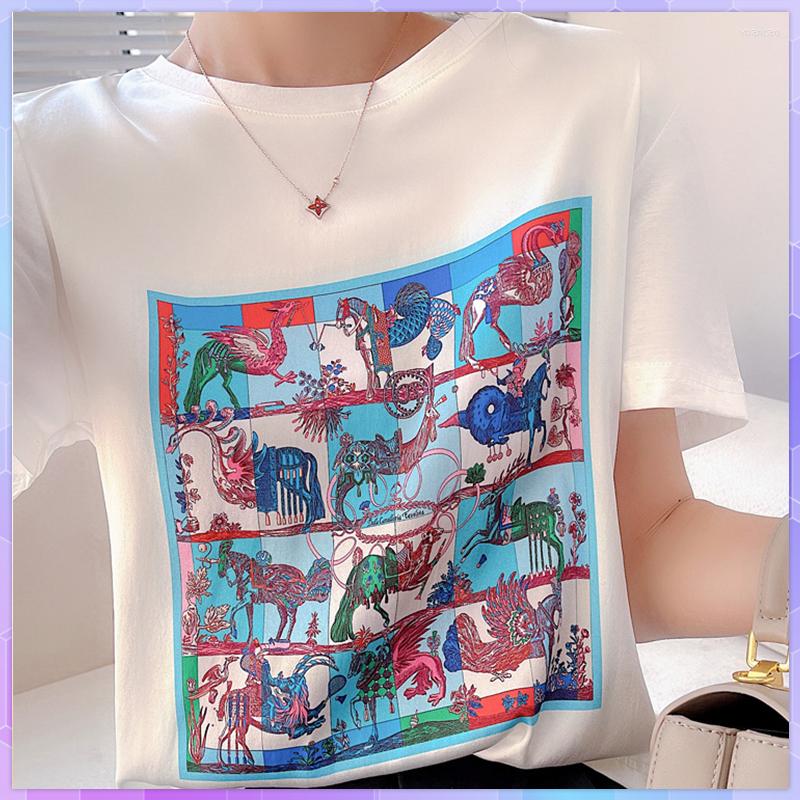 

Women' T Shirts Butterfly Print Satin Silk Oversized T-Shirt Vintage Women' Tee Shirt Women Lady Short Sleeve T-Shirts Summer Korean, 18 1pcs