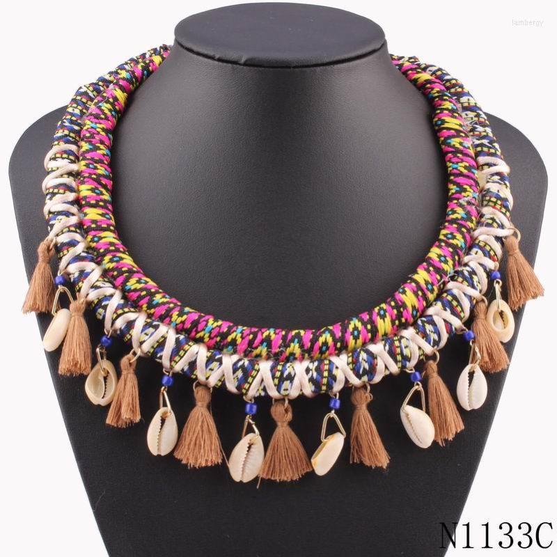 

Choker Vintage Rope Women Necklace Chunky Statement Tassel Shell Pendant For Girls Christmas Gifts