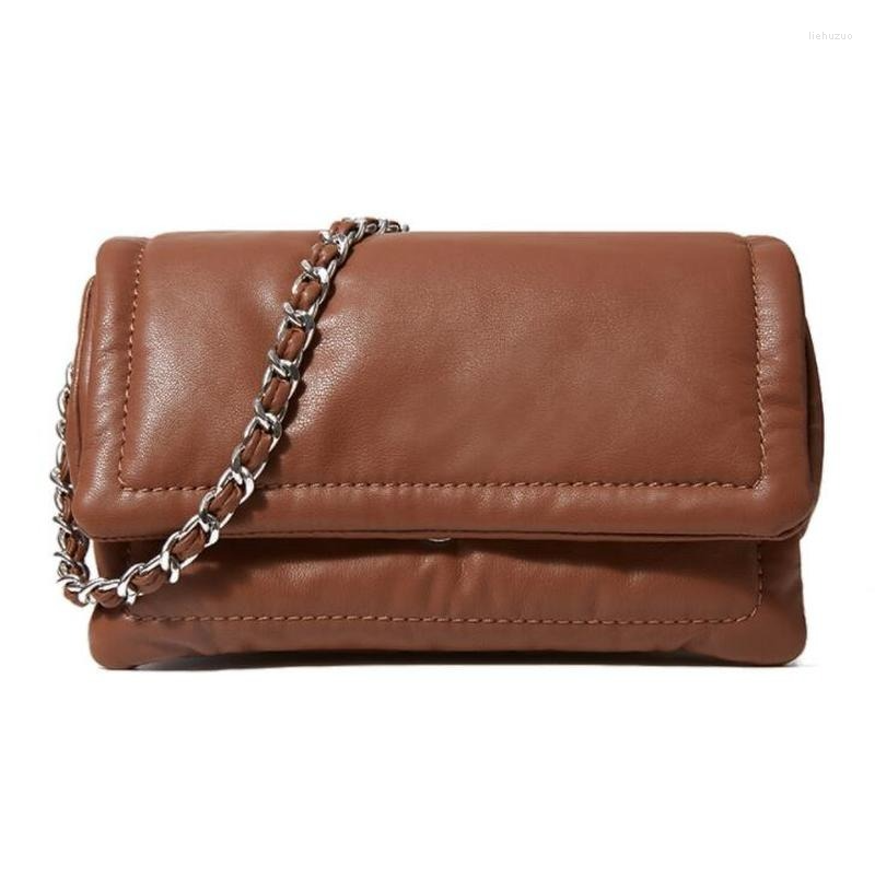 

Evening Bags Brown 2023 Padded Pillow Bag Designer Women Crossbody Luxury Pu Sapce Cotton Shoulder Chains Square Totes, Black colour