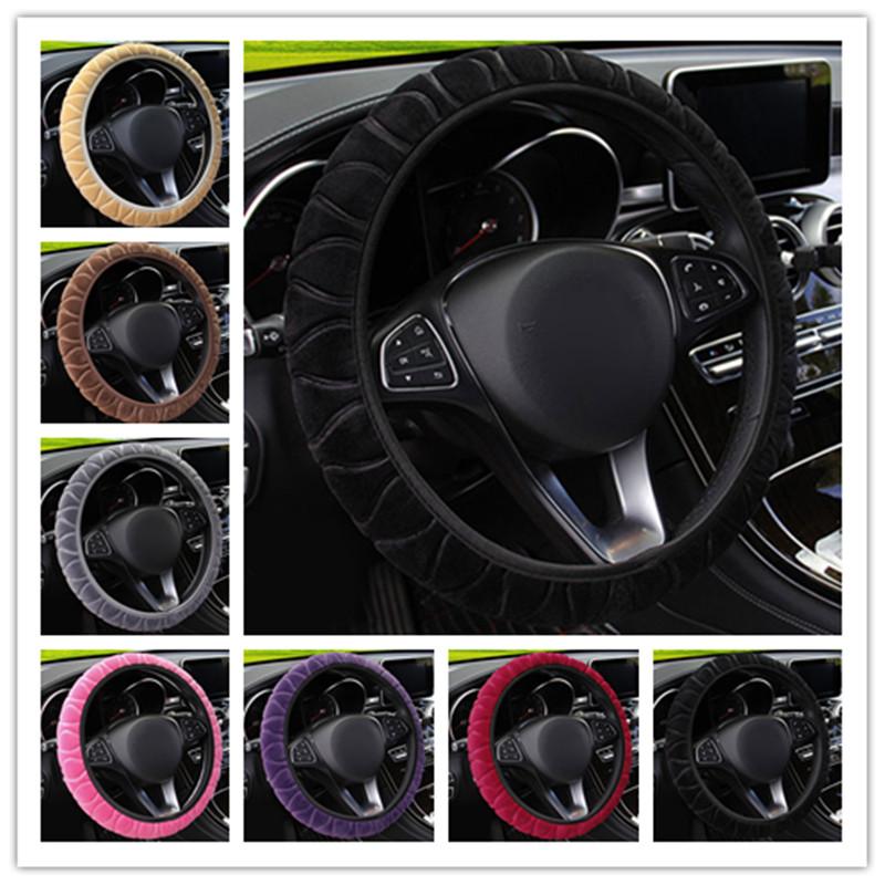 

Steering Wheel Covers Colors Warm Long Wool Plush Car Cover Comfortable Anti-slip For 36-39CM Styling Steering-wheelSteering CoversSteering
