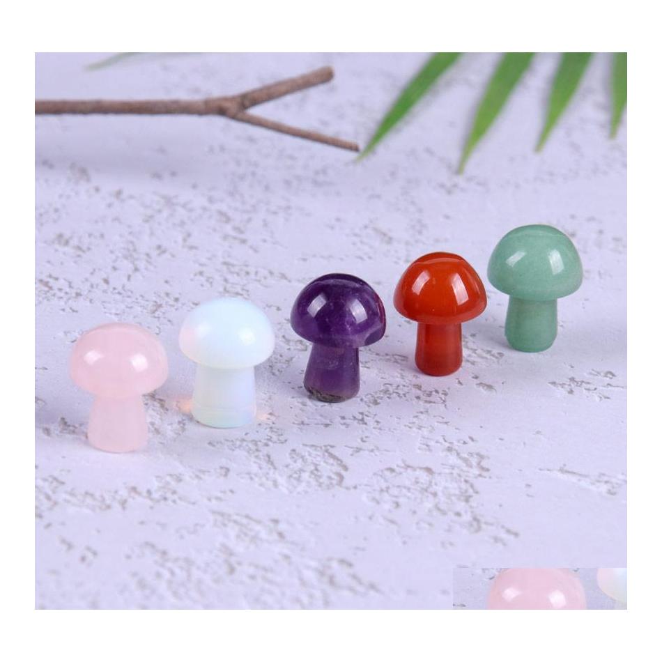 

car dvr Stone 2Cm Mini Mushroom Plant Statue Natural Rose Quartz Carving Aquarium Home Decoration Crystal Polishing Gem Drop Delivery Jewelry Dhtxc