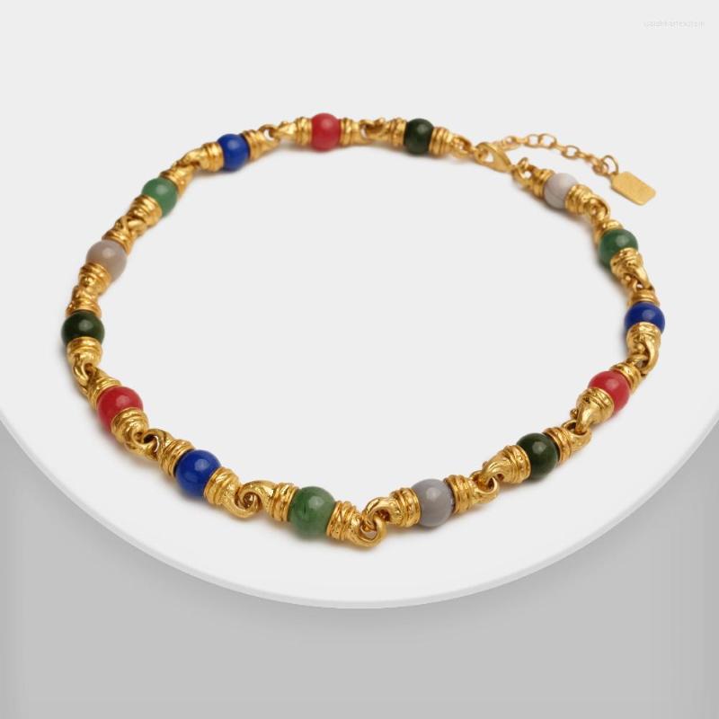 

Pendant Necklaces Vintage Multicolor Glaze Patchwork Gold Preserving Color Medieval Necklace